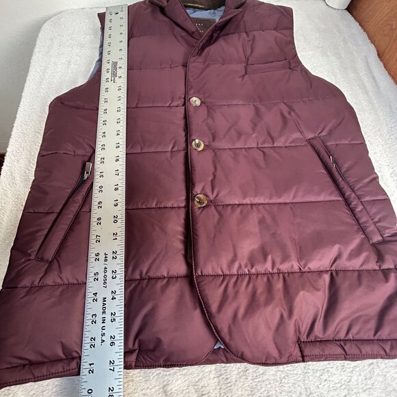 Robert Talbott Mens Burgundy Quilted Down Puffer Vest XL Button Front Packable - Picture 7 of 8